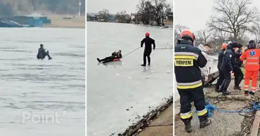 Пьяный мужчина застрял на льду городского озера в Бельцах