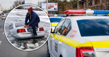 Полицейские оштрафовали водителя, утопившего Audi в озере. Коллаж: Point.md