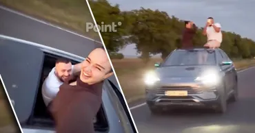 В Молдове водитель и пассажирка BYD высунулись через люк на ходу ради видео