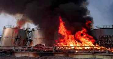 В Сочи возник пожар на нефтебазе после атаки беспилотника