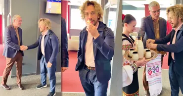 Galkin, întâmpinat de Usatîi cu pâine și vin la Aeroport: El e aproape moldovean