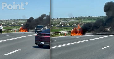 Автомобиль Kia сгорел дотла на объездной дороге в Оргееве