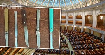 O moldoveancă, prinsă cu șase cuțite la intrarea în Palatul Parlamentului României