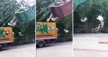 В Сипотенах карусель с детьми врезалась в припаркованный грузовик