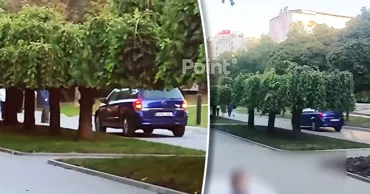 В Кишиневе водитель Opel проехался по скверу и получил штраф