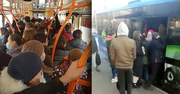 В Кишиневе переполнен общественный транспорт.