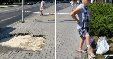 O femeie de 77 de ani a căzut într-o groapă cu apă pe un trotuar din Chișinău