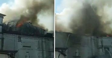 В охваченной огнем Национальной филармонии рухнула крыша.