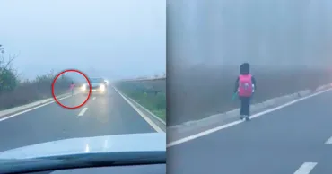 Un copil, surprins mergând printre mașini pe un drum din Ialoveni. Ce spune Primăria