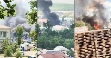 Incendiu pe teritoriul unui depozit din Capitală: Pompierii au intervenit