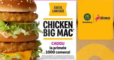 Chicken Big Mac la 0 lei pe 3 iunie exclusiv prin aplicația Straus Ⓟ