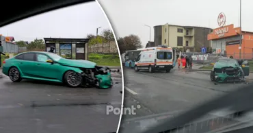 В Ставченах BMW столкнулся с автобусом и получил серьезные повреждения