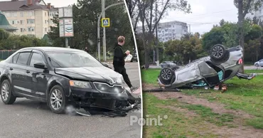 В Бельцах BMW перевернулся на крышу после ДТП: 5 человек госпитализированы