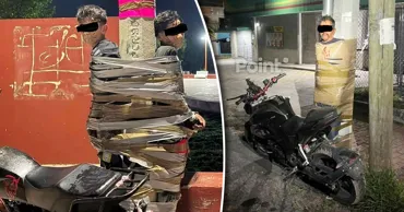 Mexicanul „Batman” prinde hoții de motociclete și îi agață de stâlpi
