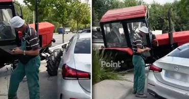 В Кишиневе на улице Каля Ешилор трактор врезался в припаркованный автомобиль