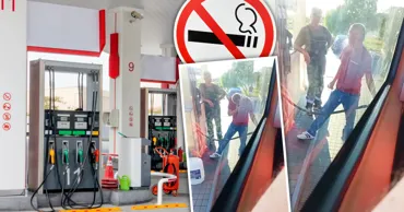 Sângerei: Un șofer, surprins fumând în timp ce alimenta microbuzul plin cu pasageri