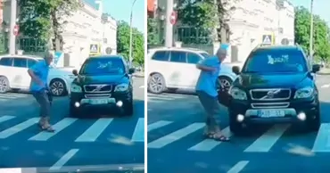 В Кишиневе водитель Volvo едва не сбил пешехода на переходе
