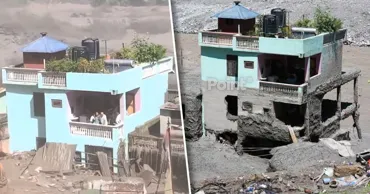 Инженеры разгадали, как в Непале в потоке воды устоял один бирюзовый дом