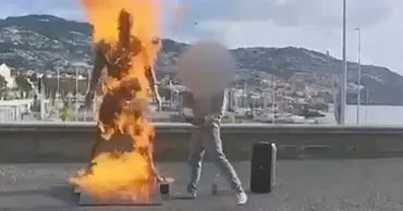 Un vandal a incendiat statuia lui Cristiano Ronaldo în Portugalia