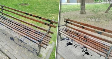 В Кишиневе вандалы облили черной краской скамейки в сквере