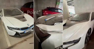 Un supercar abandonat cu numere ucrainene a fost vandalizat într-o parcare din Capitală