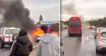 Două automobile au fost cuprinse de flăcări în urma unui accident în lanț produs în apropiere de Bălți