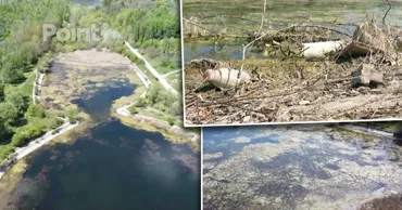Озеро в лесопарке на Ботанике заросло и утопает в мусоре
