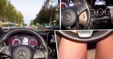 Девушка ехала по центру Кишинева, управляя машиной ногами.