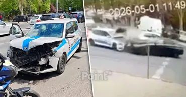 Момент столкновения автомобиля автошколы и BMW попал на камеру видеонаблюдения