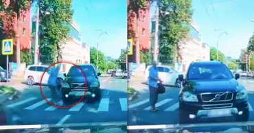 Șoferul unui Volvo, la un pas de a lovi un bărbat pe o trecere de pietoni