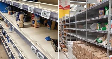 Угроза коронавируса в Румынии: в магазинах образовались очереди и опустели полки. Фото: Point.md