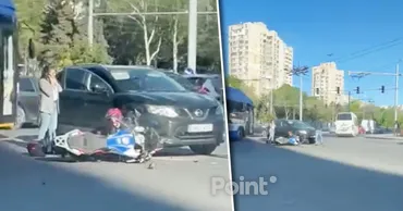 Accident în Capitală: Un automobil și o motocicletă s-au tamponat
