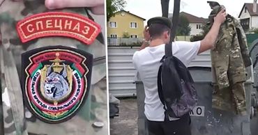 В Сети появляются видео, как белорусы выбрасывают в урны форму спецназа. Фото: Point.md.