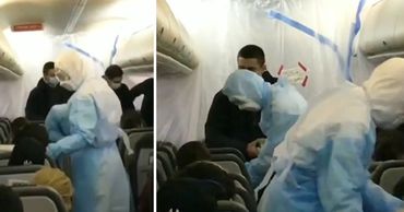 Появилось видео с борта самолета с гражданами Украины из Уханя. Фото: Point.md.