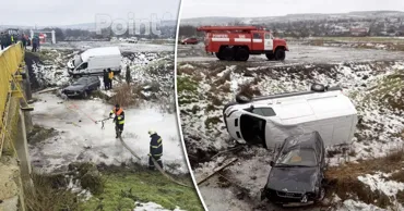 В Яловенском районе два транспортных средства вылетели в кювет возле моста