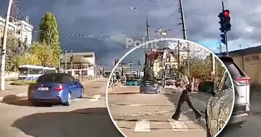 В Кишиневе водитель BMW проигнорировал "красный" и на скорости пронесся через "зебру"