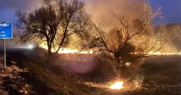 Большое возгорание сухой травы произошло в Каларашском районе
