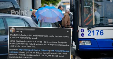 Doi copii, dați jos din troleibuz pe ploaie pentru că unul și-a uitat abonamentul