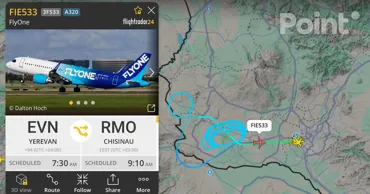 Avionul cursei Erevan – Chișinău al companiei FlyOne a efectuat o aterizare de urgență