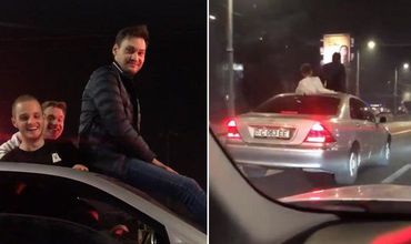 В Кишиневе парень на большой скорости катался на капоте машины