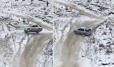 На Скиносах во время спуска со склона перевернулся внедорожник.