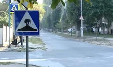 В Кишиневе на дорожный знак неизвестные наклеили изображение слона.