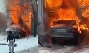 Момент пожара в автосервисе в Каушанах попал на видео.