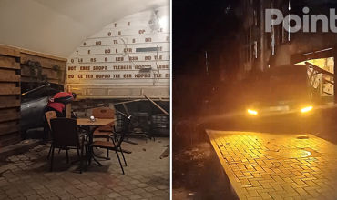 На Чеканах автомобиль въехал в террасу пивного бара: пострадала пассажирка.