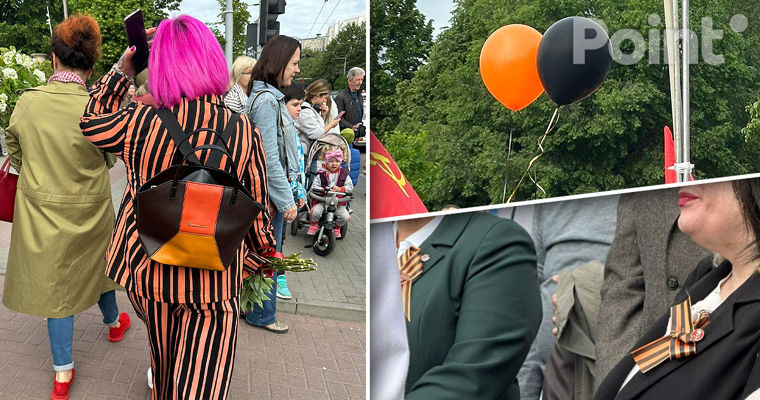 Некоторые политики и граждане замечены с георгиевской ленточкой.