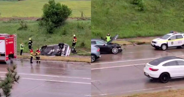 В Бачой Mercedes столкнулся с BMW: один из автомобилей перевернулся.