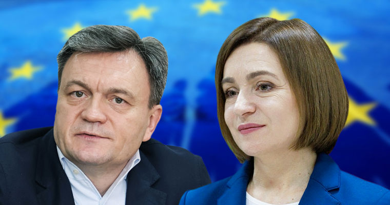 Майя Санду и Дорин Речан приветствуют решение ЕС о введении санкций. Коллаж: Point.md