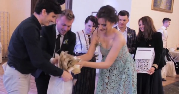 A lăsat mască invitaţii. Cadoul unui vornicel pentru miri. Foto: Captură video