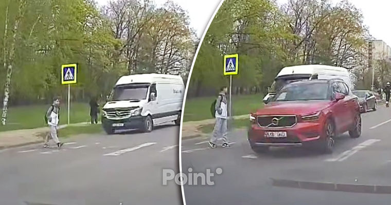 В Кишинёве водитель Volvo едва не сбил ребёнка на "зебре".