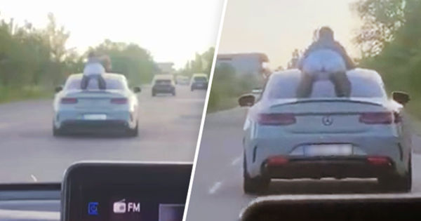 В Тогатино мужчина проехался на крыше Mercedes.